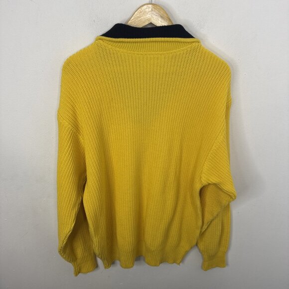 Vintage Carlo Colucci Men 50 (M) Germany Heavy Knit Sweater Yellow Nautical Club - Picture 4 of 7